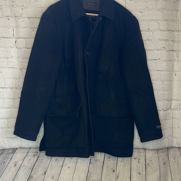 Liz Claiborne Men’s Thigh Length Black Italian Wool Blend Coat Jacket - Picture 1 of 7